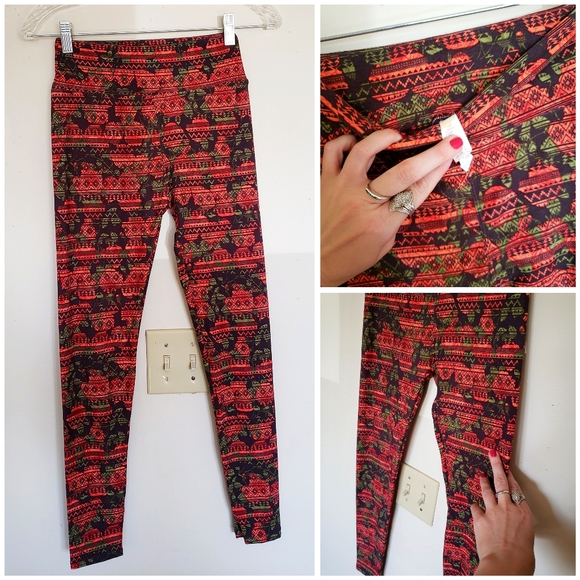 NWOT lularoe firery Alpine lake house leggings - Picture 1 of 11